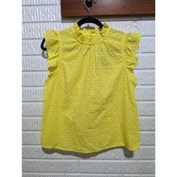 Ryegrass S Women's Yellow Eyelet Lace Blouse NWT - Picture 1 of 7